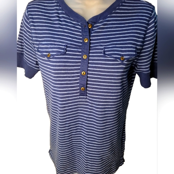 Ralph Lauren Tops - Ralph Lauren Navy And Lt Blue 1/4 Button Up Shirt Sz M